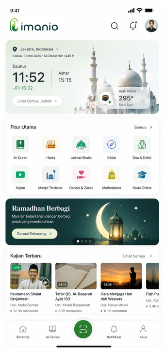 Mockup fitur Al-Qur'an Imania