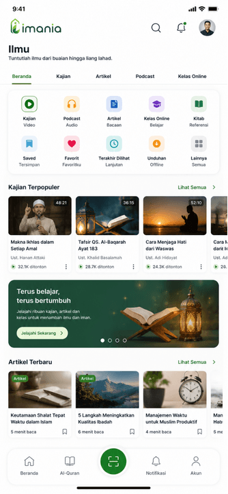 Mockup fitur hadis Imania